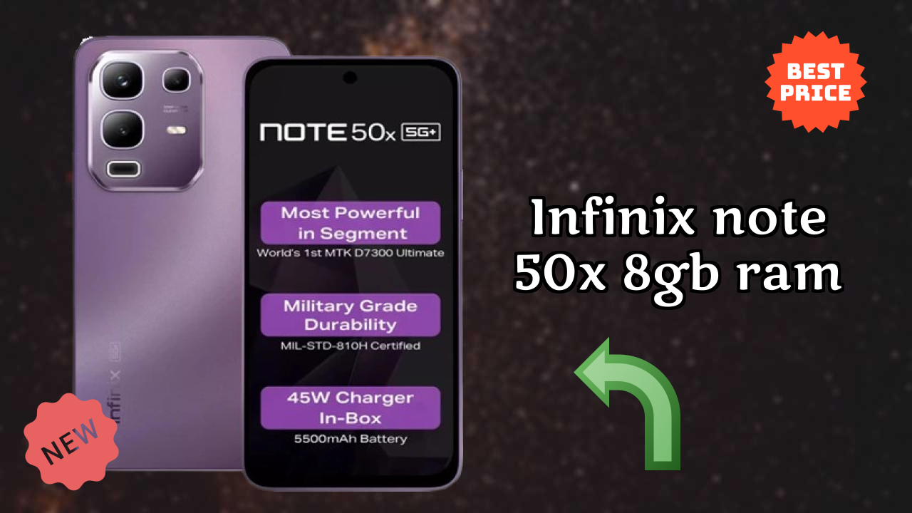 Infinix Note 50X 8GB RAM Display Size: 6.67 Inches (16.94 Cm) Screen Quality